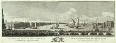 Vista do rio Neva entre a igreja Isaac e o Cadet Corps Book para o 50º aniversário de São Petersburgo, 1753 de Yakov Vasilyevich Vasilyev