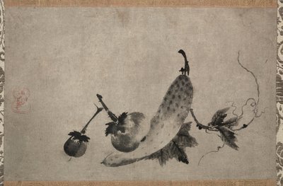 Pepinos e berinjela, 1500s. de Yamada Doan
