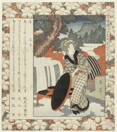 Cavalo: Ôji
Uma-Oji (título sobre o objecto)
Lugares famosos em Edo e os doze signos do zodíaco (título da série)
Edo meisho mitate jûnishi (título da série sobre o objecto) de Yashima Gakutei