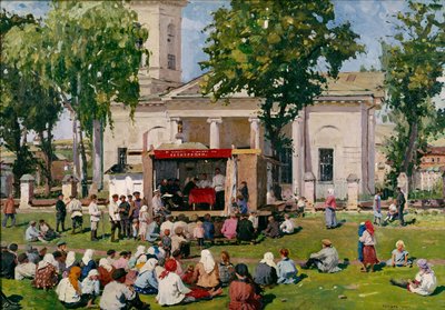 O Dia da Cooperação numa aldeia, 1926 de Yefim Mikhailovich Tcheptsov