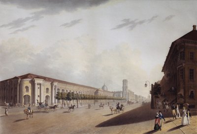 O Grande Gostiny Dvor Merchant Yard em São Petersburgo, década de 1820 de Yermolai Ivanovich Yesakov