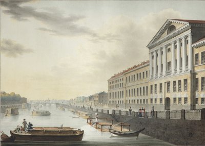 Vista do rio Fontanka da ponte Izmailovsky, 1820-1823 de Yermolai Ivanovich Yesakov