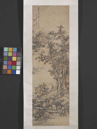 Paisagem depois de Dong Yuan [Active 10Th Century] (tinta e cor sobre papel) de Ying Lan