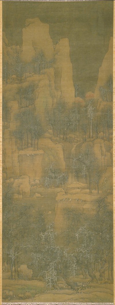 Neve Empilhada no Fundo da Montanha (tinta e cor sobre seda) de Ying Lan