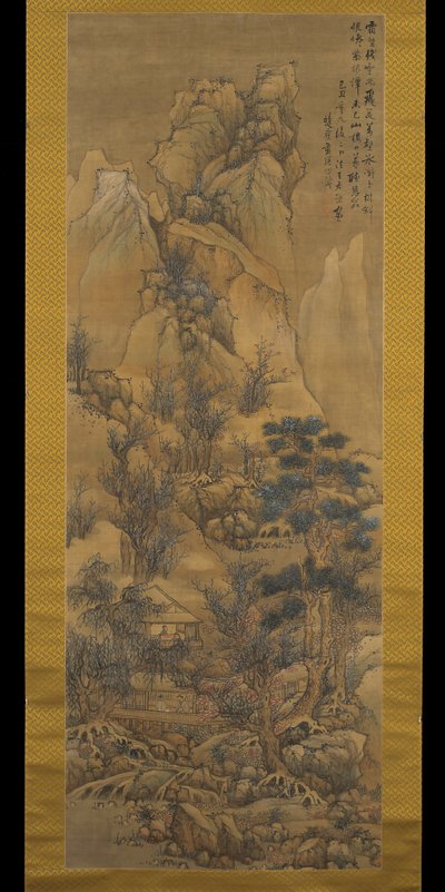 Cabanas de colmo entre pontes no Inverno de Ying Lan