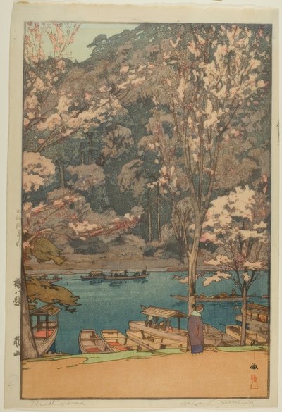 Arashiyama, da série "Oito Cenas de Flores de Cerejeira". de Yoshida Hiroshi