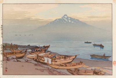 Águas calmas do Mar do Norte: Monte Rishiri de Yoshida Hiroshi