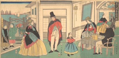 Estrangeiros Desfrutando de um Banquete, 2º mês, 1862. de Yoshikazu
