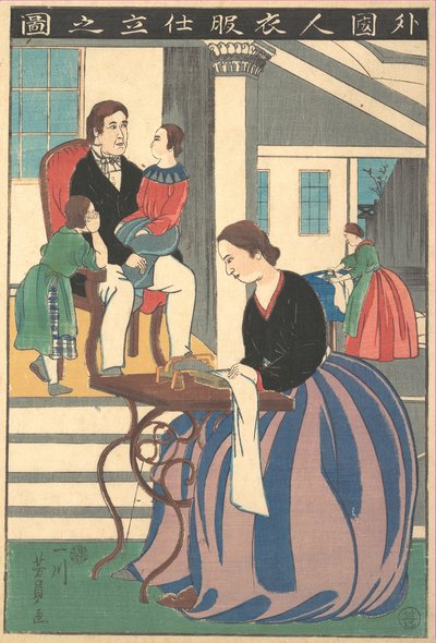 Foto de um Estrangeiro Fazendo Roupa, 1860. de Yoshikazu