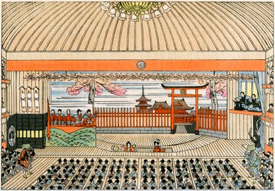 Teatro tradicional japonês: o palco de Kaboukiza, o principal teatro de Tóquio, com a sua plataforma rotativa de Yoshimune Arai