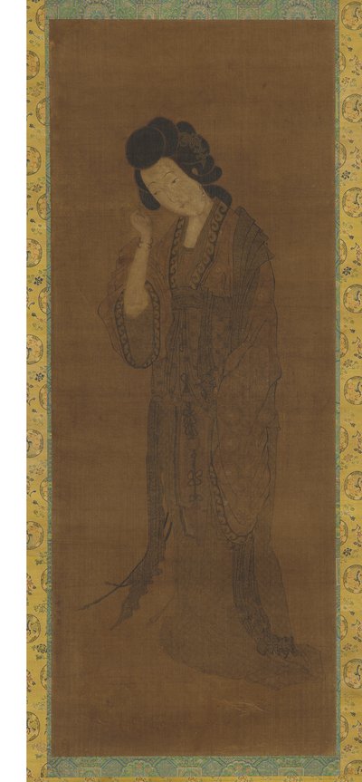 A figura em pé de uma mulher, final da dinastia Ming ou início da dinastia Qing, século XVII de Yuan Qian
