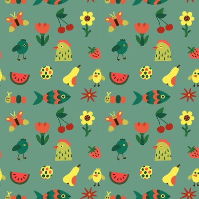 Padrão sem costuras, 2018 (gráfico vetorial) de Yulia Drobova