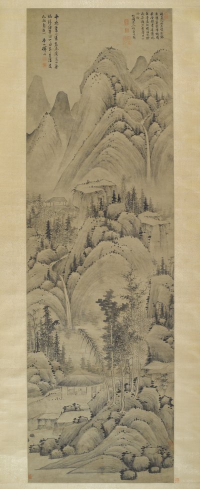 Paisagem, Pergaminho, Dinastia Ming (1368-1644) (tinta sobre papel) de Yun Hsiang Yun Hsiang