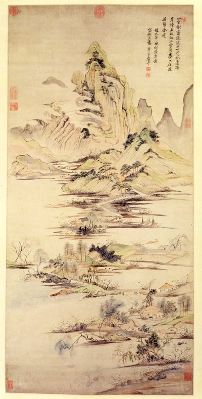 O prazer do pescador na vila da água de Shouping Yun
