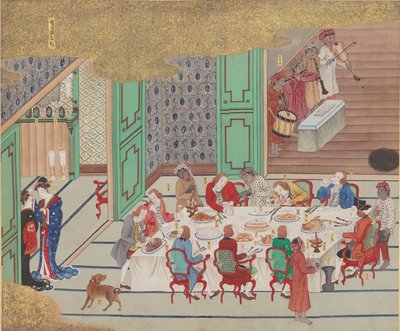 Banquete holandês, véspera de Natal de Nagasaki, de Bankan-zu, 1797. de Yushi Ishizaki