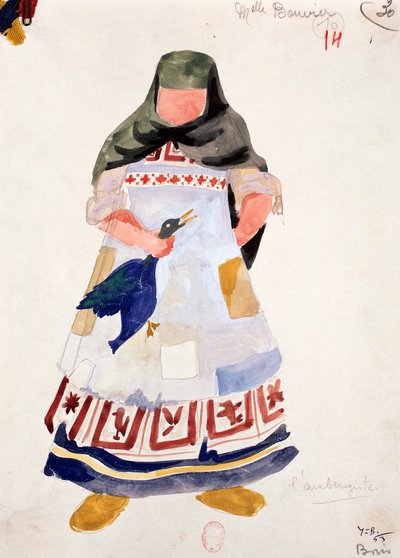 Esboço do traje da mulher do estalajadeiro em "Boris Godunov" de Modest Petrovic Musorgskij de Yves Bonnat