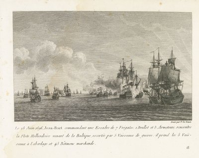 Treffen tussen een vloot onder Jan Bart en een Hollandse vloot, 1696 Em 18 de junho de 1696, Jean-Bart comandando um Esquadrão de 7 Fragatas (...) encontra a Frota Holandesa vinda do Báltico (título no objeto) Coleção das lutas de Jean-Bart, chefe de Esc de Yves Marie Le Gouaz