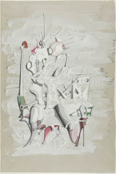 Homenagem a Marcel Duchamp (frente); Construção (verso) de Yves Tanguy