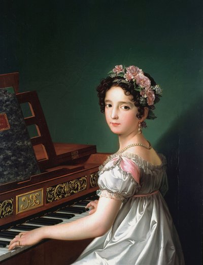 Manuela González Velázquez a tocar piano de Zacarias Gonzalez Velazquez