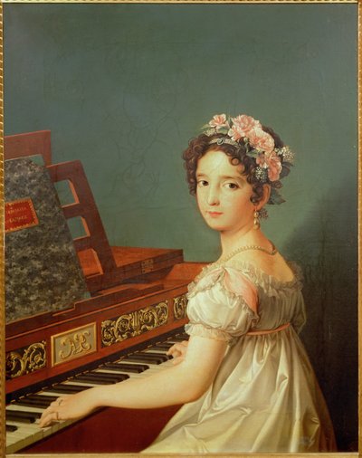 A filha do artista ao clavicórdio ... (pintura sobre tela) de Zacarias Gonzalez Velazquez