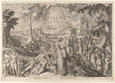 confusão babilónica de línguas
Confvsio Babvlonica (título sobre o objecto) de Zacharias Dolendo