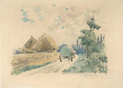Paisagem com Wagon e Haystacks, ca. 1869-70. de Zacharie Astruc