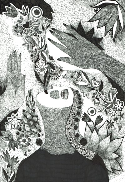 Soul Flowers, 2019 (desenho a tinta no papel) de Sabina Nedelcheva Williams