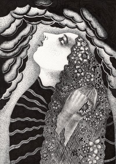A estrela, 2018 (desenho a tinta sobre papel) de Sabina Nedelcheva Williams