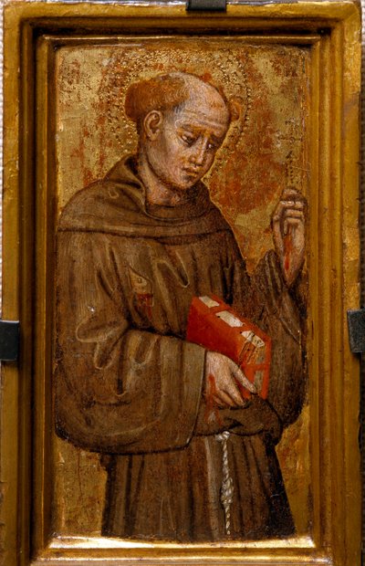 São Francisco de Assis (São Francisco) Pintura de Zanino di Pietro (1389-1448) 1415 Dim 14x7 cm Assis, Museu do Tesouro da Basílica de São Francisco. Coleção Perkins de Zanino di Pietro
