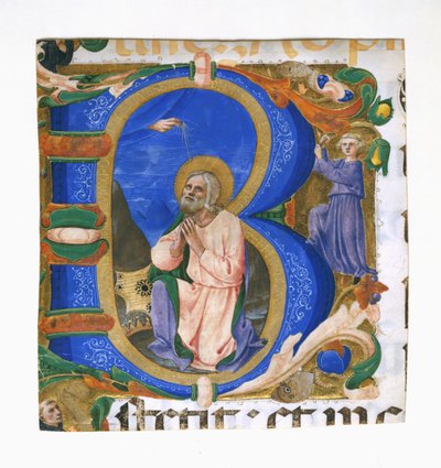 Rei Davi em Oração em uma Inicial B, ca. 1450 de Zanobi di Benedetto Strozzi