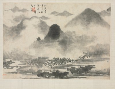 Álbum Paisagem em Vários Estilos: Paisagem após Mi Fei, 1684. de Zha Shibiao
