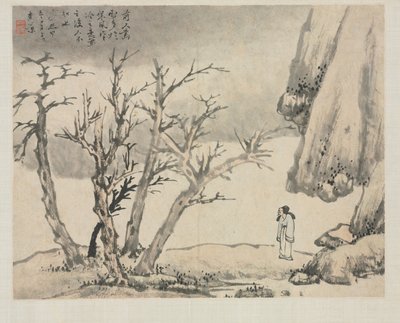 Álbum de paisagens em vários estilos: Snowy Landscape, 1684. de Zha Shibiao