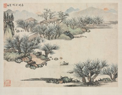 Álbum de paisagem em vários estilos: Spring Plowing de Zha Shibiao