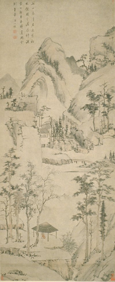Paisagem com figura (tinta e cor sobre papel) de Zha Shibiao