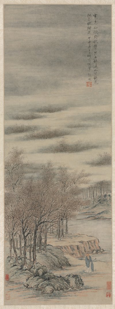 Ouvindo o som do outono em um bosque enevoado, 1657. de Zhang Feng