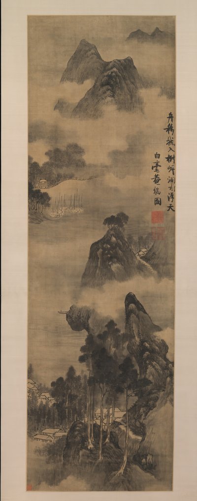 Montanhas ao longo das margens do rio, no início do século XVII. de Zhang Ruitu
