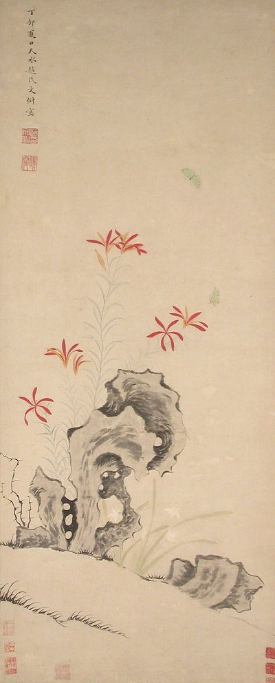 Rock, Tiger Lily and Orchid, datada de 1627. de Zhao Wenchu
