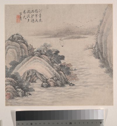 Paisagens, datado de 1875 (álbum de doze folhas; tinta e cor sobre papel) de Zhiwan Zhang