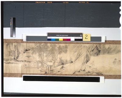 Vida dos pescadores ao longo do rio, século 18 (tinta e cor na seda, handscroll) de Zhou Shanguan