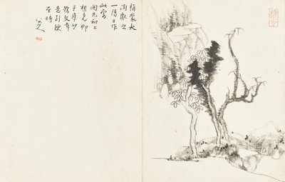 Paisagens e flores, álbum de seis folhas de Zhu da Bada Shanren