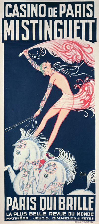 Cartaz publicitário Mistinguett (1875-1956) no Casino de Paris de Zig