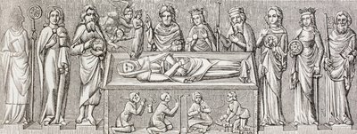 Depois do baixo-relevo sobre o túmulo da Princesa Isabel da Hungria (1207 - 1231), uma santa católica, de "Military and Religious Life in the Middle Ages" de Paul Lacroix, publicado em Londres por volta de 1880. de Ferdinand Georg Waldmuller