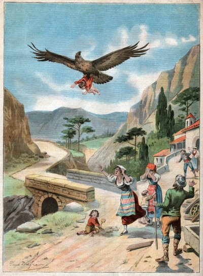 Aigle enleve un enfant. Criança raptada por uma águia. de John Pardon