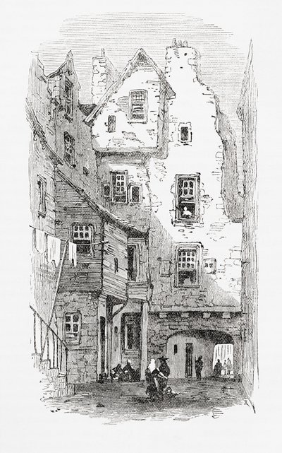 Um velho fim, Canongate, Edimburgo, Escócia de . .