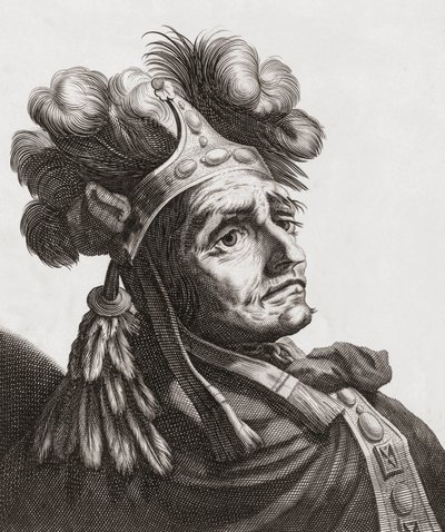 Atahualpa, último imperador dos Incas. Retrato. de . .
