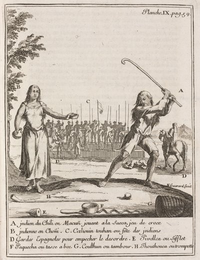 Índio chileno jogando um tipo de hóquei de Frederick (attr. to) Barnard