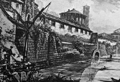 Cloaca Maxima (antiga rede de esgotos) e Templo de Vesta ou Hércules Victor, gravura de Giovanni Battista Piranesi (1720-1778), Itália de William Walcutt
