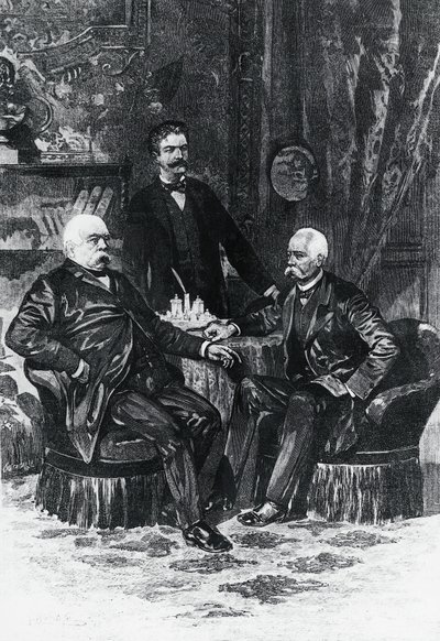 Conferência entre Otto von Bismarck (1815-1898) e Francesco Crispi (1819-1901) em Friedrichsruhe, outubro de 1887, Alemanha de William Walcutt