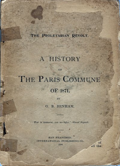 Capa de "A HISTÓRIA DO COMUNO DE PARIS de 1871" de George B. Benham de Frederick (attr. to) Barnard