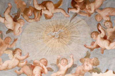 Pomba de espírito santo. Fresco. A Basílica della Santissima Annunziata del Vastato. Génova. Itália. de . .